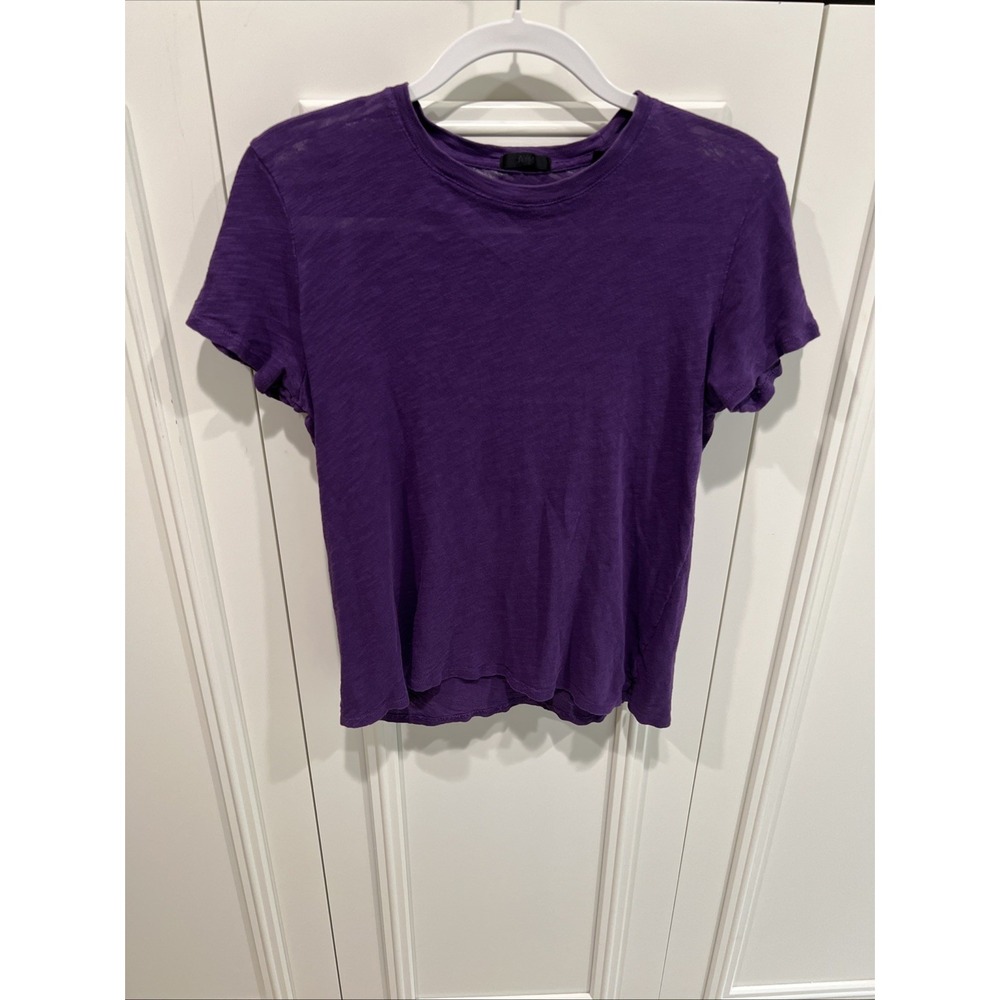 ATM Anthony Thomas Melillo Purple Slub Jersey Schoolboy Crew Neck Tee T Shirt